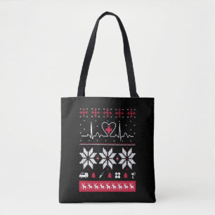 Nurse heartbeat - Ugly Christmas Sweater Tasche