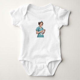 Nurse Holding Newborn - Gentle Care Medical Design Baby Strampler