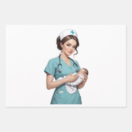 Nurse Holding Newborn - Gentle Care Medical Design Geschenkpapier Set