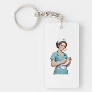 Nurse Holding Newborn - Gentle Care Medical Design Schlüsselanhänger