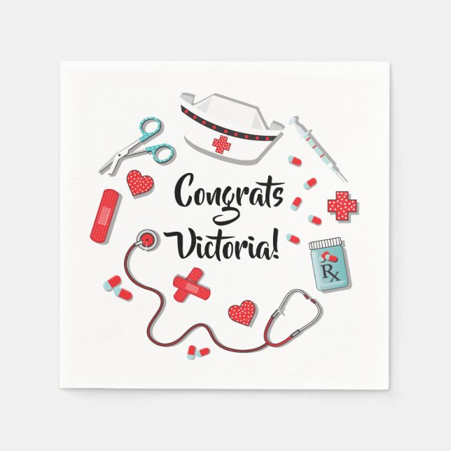 Nurse Icons Graduierungsparty Servietten (Vorderseite)