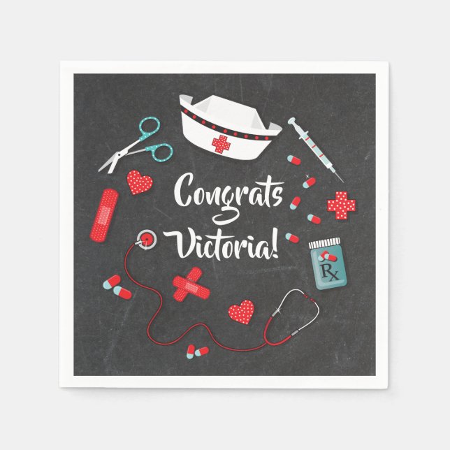 Nurse Icons Graduierungsparty Servietten (Vorderseite)