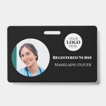 Nurse ID Foto Black Simple Logo Abzeichen
