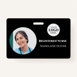 Nurse ID Foto Black Simple Logo Abzeichen Ausweis