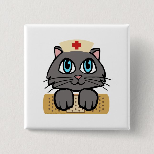 Nurse Kitten (blaue Augen) Button (Vorderseite)
