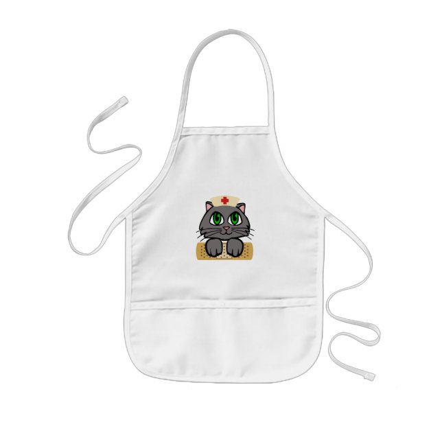Nurse Kitten (grüne Augen) Kinderschürze (Vorne)