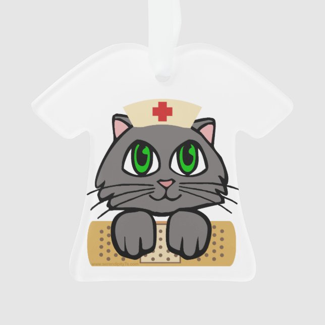 Nurse Kitten (grüne Augen) Ornament (Vorderseite)