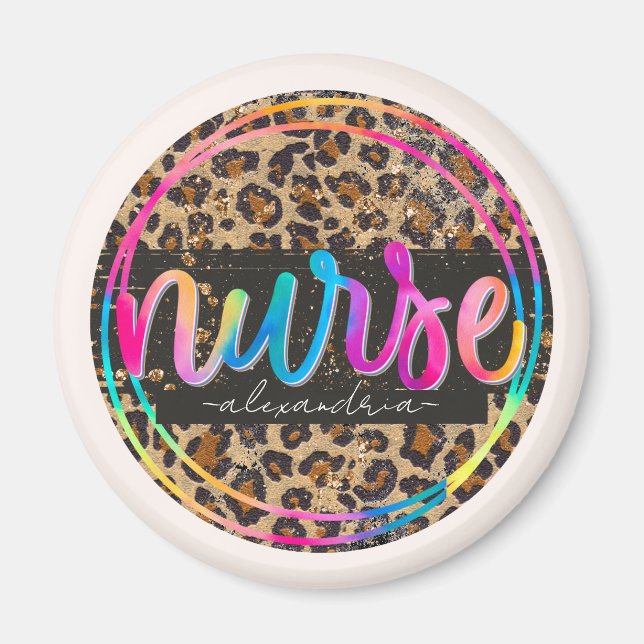Nurse Leopard Print Magnet (Vorne)