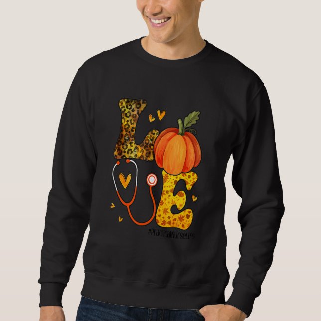 Nurse Leopard Pumpkin Thanksgiving Love Practical  Sweatshirt (Vorderseite)