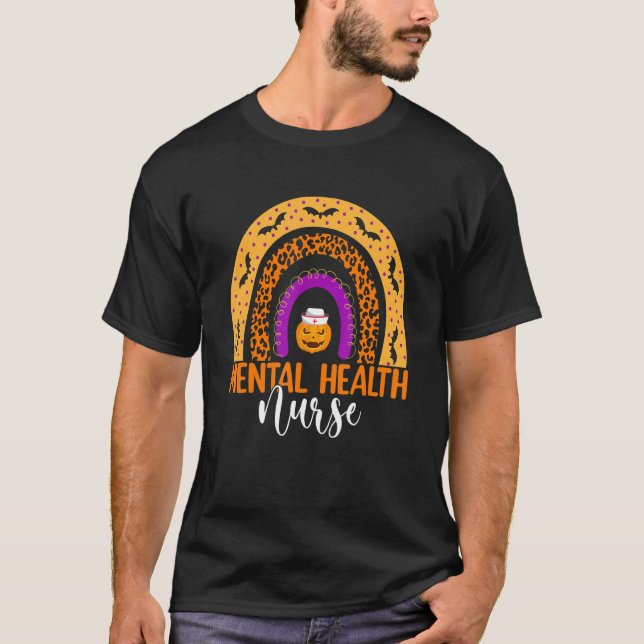 Nurse Leopard Rainbow Halloween Pump T-Shirt (Vorderseite)