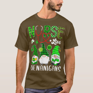 Nurse Liebe Shenanigans Funny Gnomes St Patricks D T-Shirt