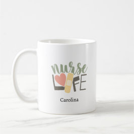 Nurse Life Bandage Heart Nursing School Name Coffe Kaffeetasse