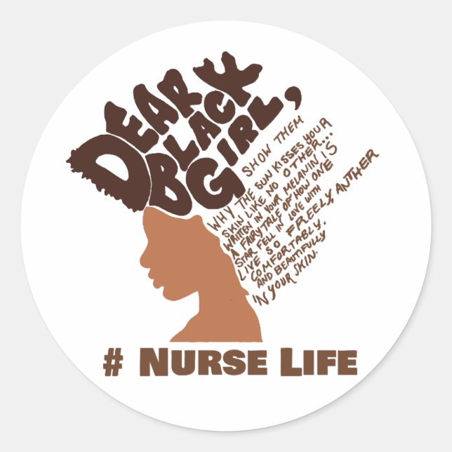 Nurse Life Black Girl Black Runder Aufkleber (Vorderseite)