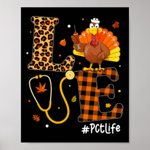 Nurse Life Fall Pct Leopard Kariert Thanksgivi Poster