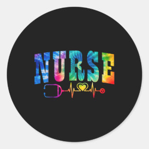 Nurse Life Gefärbte Krawatte Heart Stethoscope Nur Runder Aufkleber