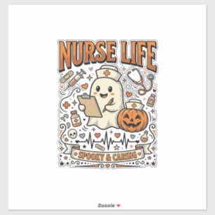 Nurse Life Halloween-Geist-Kürbis-Vintage-Shirt D Aufkleber