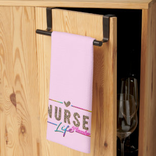 "Nurse Life" in eleganten Regenbogenfarben Geschirrtuch