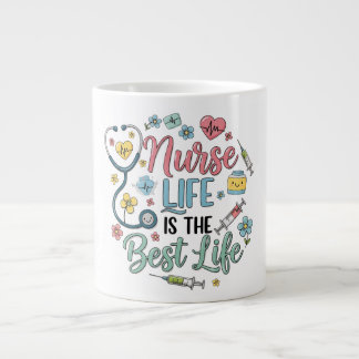 Nurse Life ist das beste Leben Süße Pastell-Blumen Jumbo-Tasse