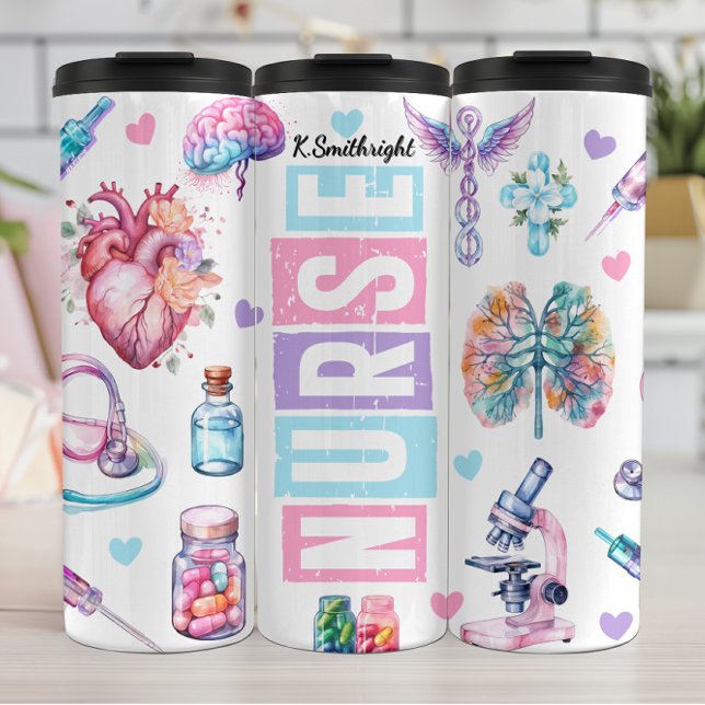 Nurse Life Medical Organ Collage Thermosbecher (Von Creator hochgeladen)