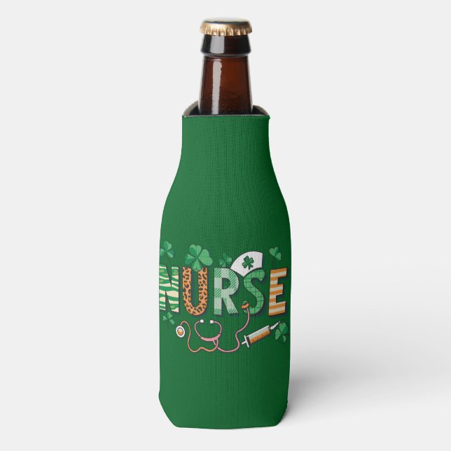 Nurse Life Nurse Day gibt St Patricks Day Flaschenkühler (Flaschenvorderseite)