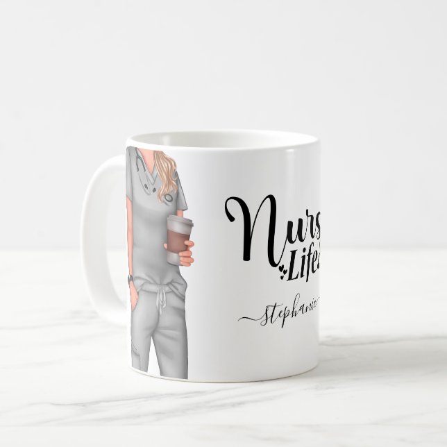 Nurse Life Personnalisée Café Mug (Devant gauche)