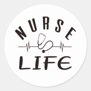 Nurse Life White Classic Round Aufkleber