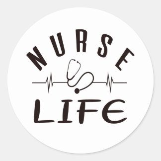 Nurse Life White Classic Round Aufkleber