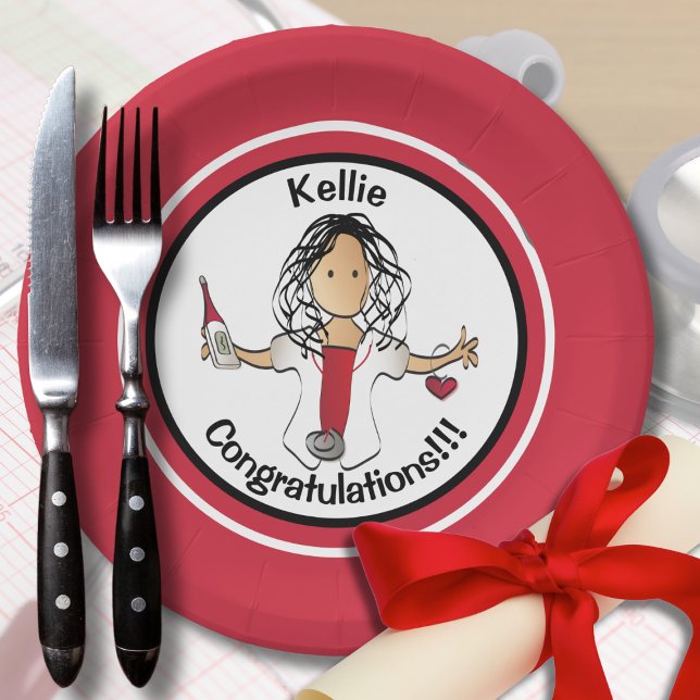 Nurse Medical Graduation Party Funny Red Black Pappteller (Von Creator hochgeladen)