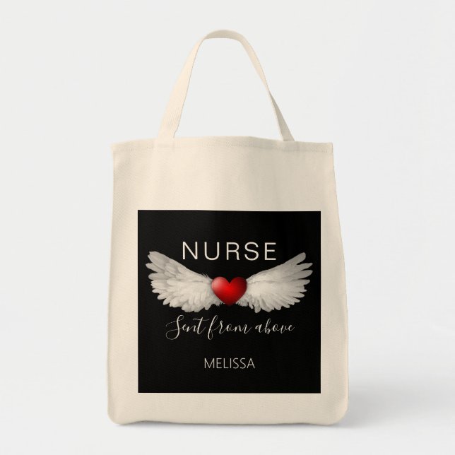 Nurse Medical Red Heart Angel Wings Personalized Tragetasche (Vorne)