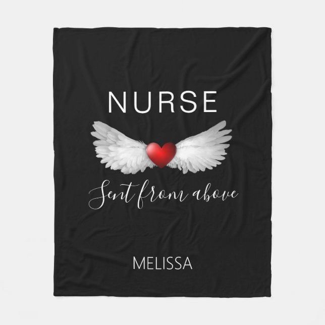 Nurse Medical Red Heart Engel Wings individuell Fleecedecke (Vorderseite)