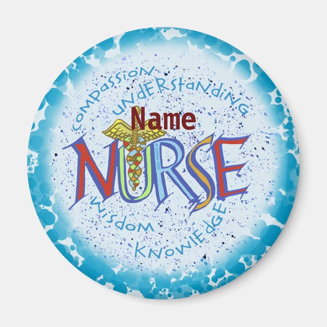 Nurse Motto individuelle Name Magnet (Vorne)