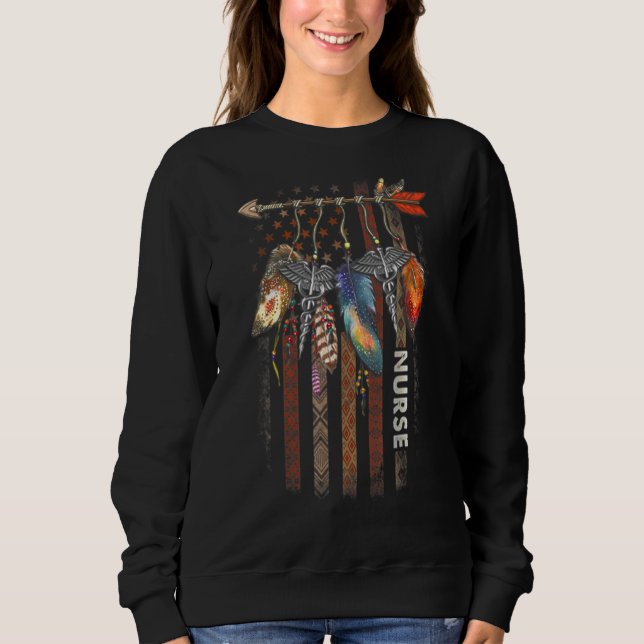 Nurse Native American Arrow Caduceus Feather Ameri Sweatshirt (Vorderseite)
