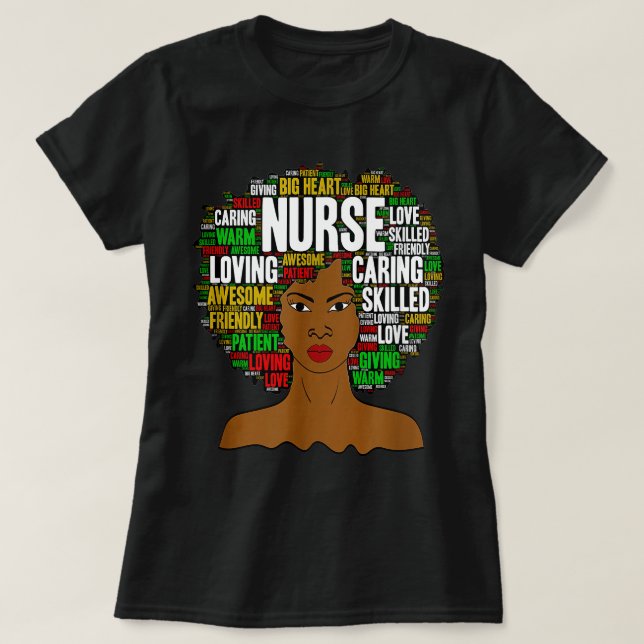 Nurse Natural Hair Afro Worte in Afro für Frauen T-Shirt (Design vorne)