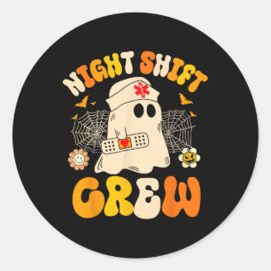 Nurse Night Shift Crew Ghost Halloween Nurse Funny Runder Aufkleber