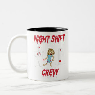 Nurse Night Shift Crew Ghost Skelett Zombie Funny Zweifarbige Tasse