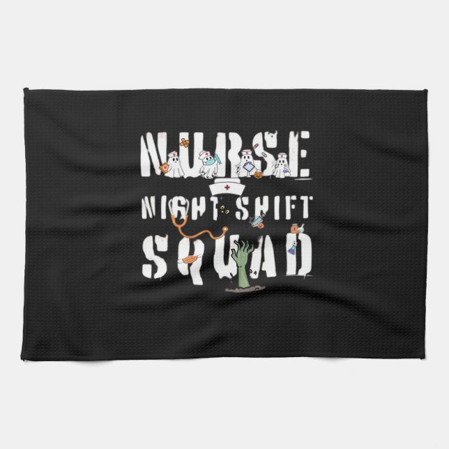 Nurse Night Shift Halloween Squad Classic T - Shir Geschirrtuch (Horizontal)