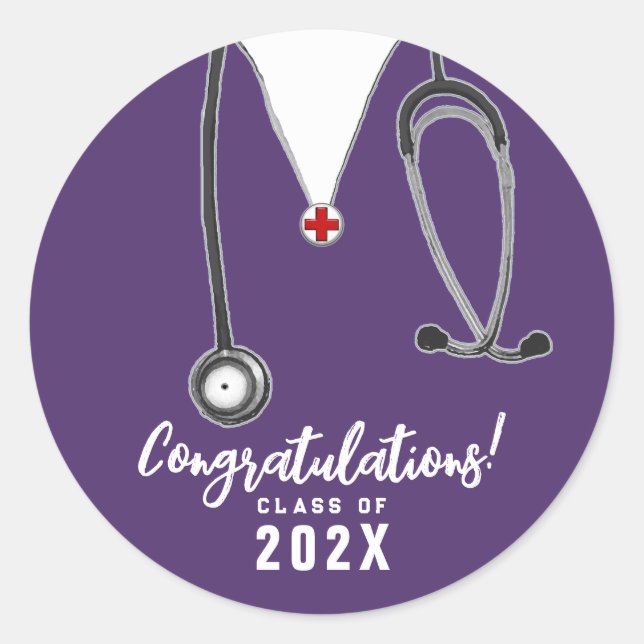 Nurse Nursing School Grad Classic Round Stick Runder Aufkleber (Vorderseite)