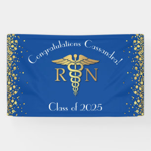 Nurse Nursing School Graduation Party Blue Gold Banner