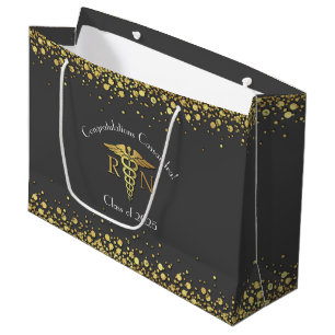 Nurse Nursing School Graduation Party Gray Gold Große Geschenktüte
