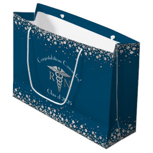 Nurse Nursing School Graduation Party Silver Blue Große Geschenktüte