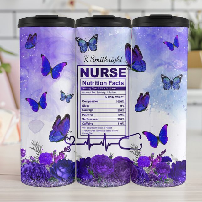 Nurse Nutrition Facts Purple Butterfly Thermosbecher (Von Creator hochgeladen)
