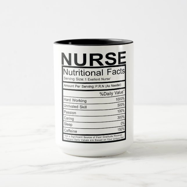 Nurse Nutritional Facts Tasse (Zentrum)