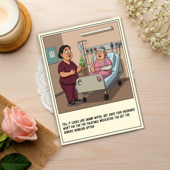 Nurse Offers Patient Green Potion Get Well Postkarte (Von Creator hochgeladen)