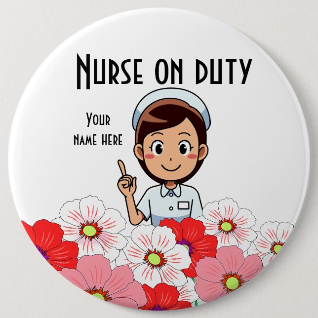 Nurse On Duty 3B White Button (Vorderseite)