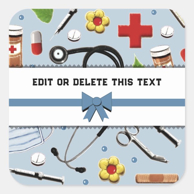 Nurse or Doctor Personalized Square Sticker (Vorderseite)