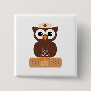 Nurse Owl (w/bandaid) Button