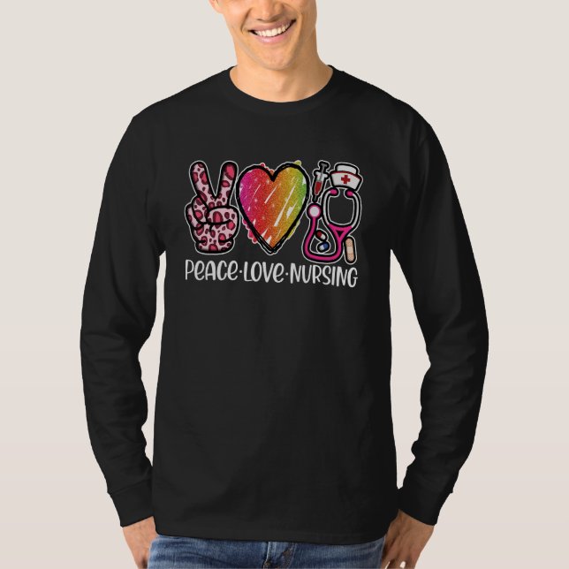 Nurse Peace Love Nursing School Graduation Cute Ne T-Shirt (Vorderseite)
