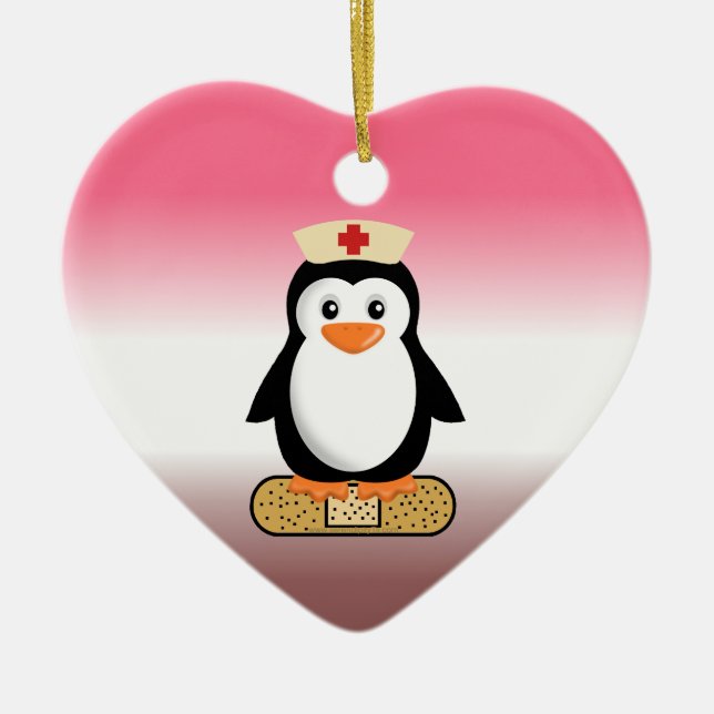 Nurse Penguin (ohne Bandaid) Keramik Ornament (Vorne)