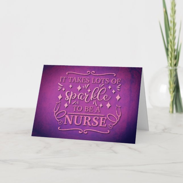 Nurse Pink Glitzer Danke, dass Sie Lila schätzen Karte (Vorderseite)