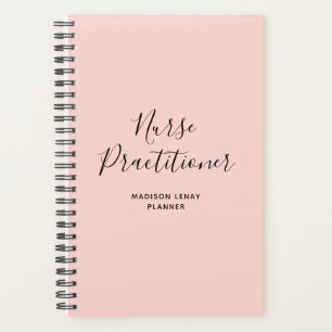 Nurse Practitioner Blush Pink Black Script Name Planer